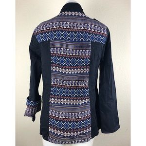 Blu Pepper Aztec Black Jacket Zipper Cotton Womens